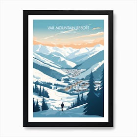 Poster Of Vail Mountain Resort   Colorado, Usa, Ski Resort Illustration 3 Art Print