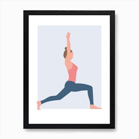 Warrior pose yoga stretch in Danish pastel colours Art Print