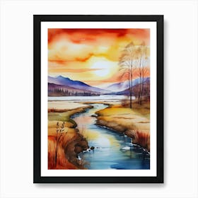 Watercolor Of A River 5 Art Print