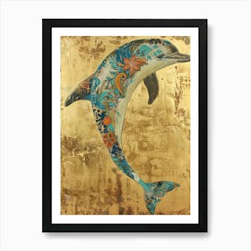 Dolphin Gold Effect Collage 6 Art Print