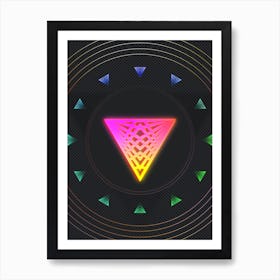 Neon Geometric Glyph in Pink and Yellow Circle Array on Black n.0359 Art Print