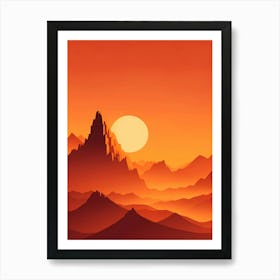 Misty Mountains Vertical Composition In Orange Tone 121 Art Print