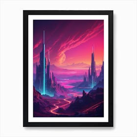 Sci-Fi Cityscape clouds Art Print