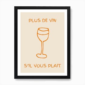 Wine Glass Kitchen Poster Orange Art Print