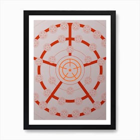 Geometric Glyph Abstract Circle Array in Tomato Red n.0081 Art Print