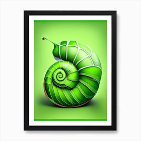 Snail With Green Background Patchwork Art Print