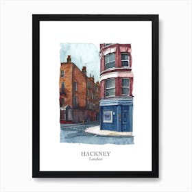 Hackney London Borough   Street Watercolour 11 Poster Art Print