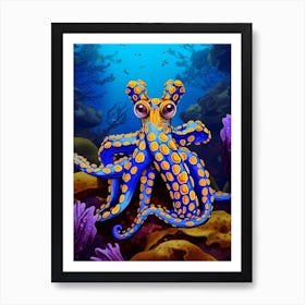 Southern Blue Ringed Octopus Illustration 10 Art Print