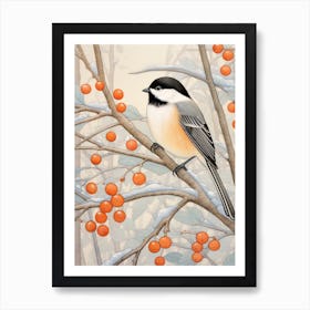 Winter Bird Painting Carolina Chickadee 4 Art Print