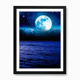 Abstract Dream Astronomy Landscape Celestial Ocean Cloud Halloween Light Moon Full Moon W (36) Art Print