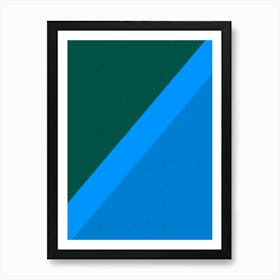 Blue And Green Paint Roller Textured Geometric Art Print