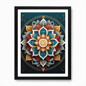 Flower Mandala Vintage Art Print