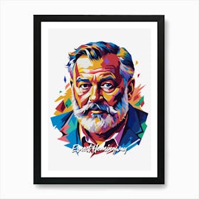 Ernest Hemingway 01 Portrait WPAP Pop Art Art Print