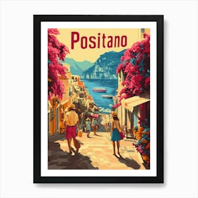 Aihrgdesign A 1970s Inspired Travel Poster For Positano 5 Art Print