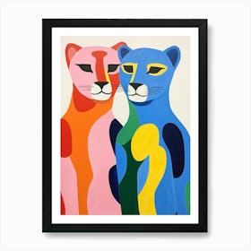 Colourful Kids Animal Art Cougar 2 Art Print