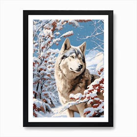 Siberian Husky In Winter Snow Poster