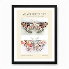 Velvet Butterflies Collection Shimmering Butterflies William Morris Style 7 Art Print
