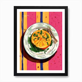 A Plate Of Pumpkins, Autumn Food Illustration Top View 19 Art Print