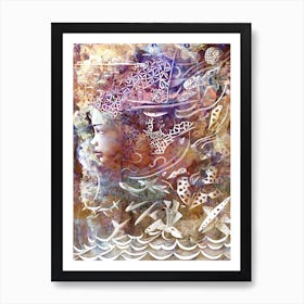 Sea Surreal Art Illustration In A Painting Style 03 Art Print