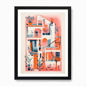 A House In Venice, Abstract Risograph Style 2 Art Print