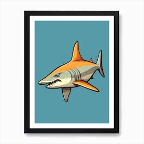 A Great Hammerhead Shark In A Vintage Cartoon Style 4 Art Print