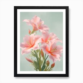 Lilies Flowers Acrylic Painting In Pastel Colours 2 Art Print