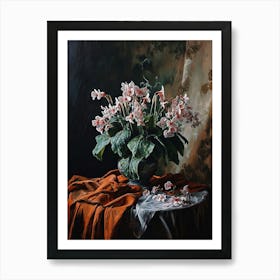 Baroque Floral Still Life Cyclamen 4 Art Print