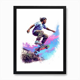 Skateboarding In Sydney, Australia Gradient Illustration 4 Art Print