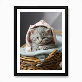 Kitten In A Basket 1 Art Print