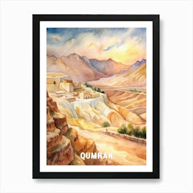 Qumran National Park Watercolor Painting Art Print