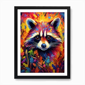 Raccoon Vibrant Paint Splash 1 Art Print