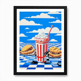 Milkshake & Cookies With The Clouds Art Print