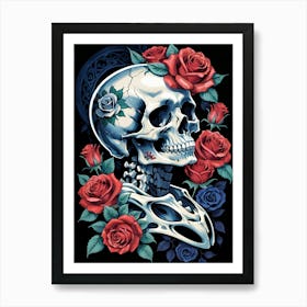 Sugar Skull Girl With Roses Painting (17) Art Print
