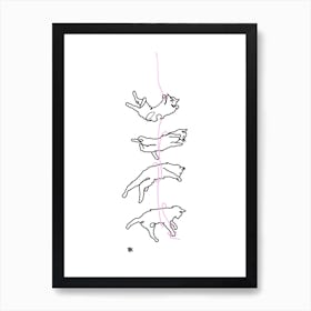 Kitty Tumble Line Art Print