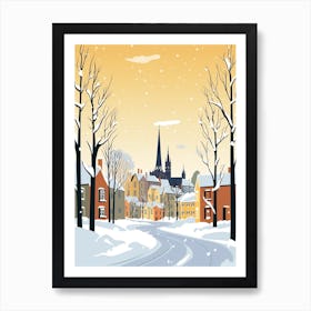 Retro Winter Illustration Oxford United Kingdom 3 Art Print