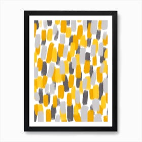 Mustard Yellow and Grey Abstract Paint Brush Effect Art Print