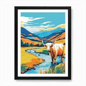 Highland Cows In The Glen Colour Burst 2 Art Print