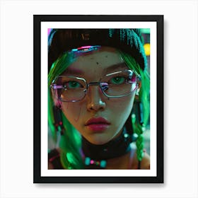 girl with green hair 2 Art Print