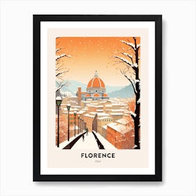 Vintage Winter Travel Poster Florence Italy 3 Art Print