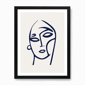 Abstract Blue Face 1 Art Print