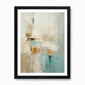 Teal And Beige Abstract Raw Painting 0 Art Print