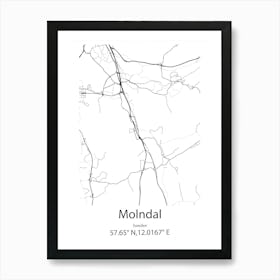 Molndal,Sweden Minimalist Map Art Print