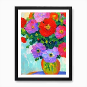 Anemone Floral Abstract Block Colour Flower Art Print