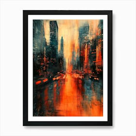 Modern Abstract Cityscape With Blurred Skyscrapers – Vibrant Urban Art Print Art Print