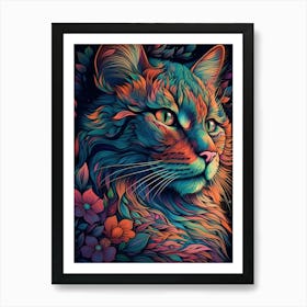 Psychedelic Cat 7 Art Print