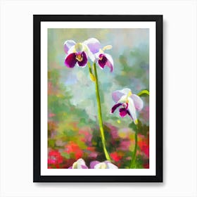 Lady Slipper Orchid 3 Impressionist Painting Art Print