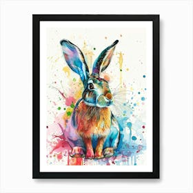 Rabbit Colourful Watercolour 1 Art Print
