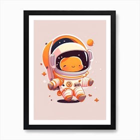 Astronaut In Spacesuit Cheering Cute Kawaii Art Print