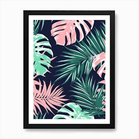 Tropical Leaves Seamless Pattern 17 Art Print