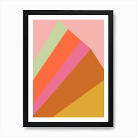 Retro Modern Geometric Rainbow in Pink and Mustard Art Print